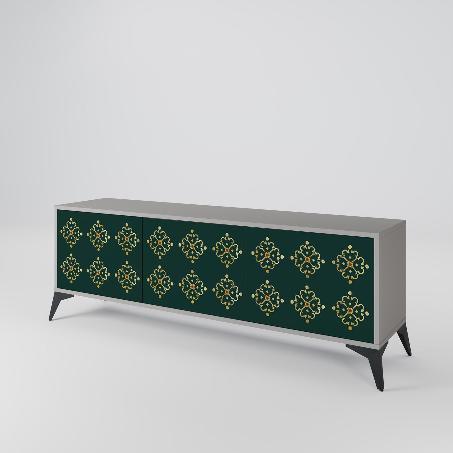 ROYAL MEDALLION 3-Door TV Stand in Grey Finish