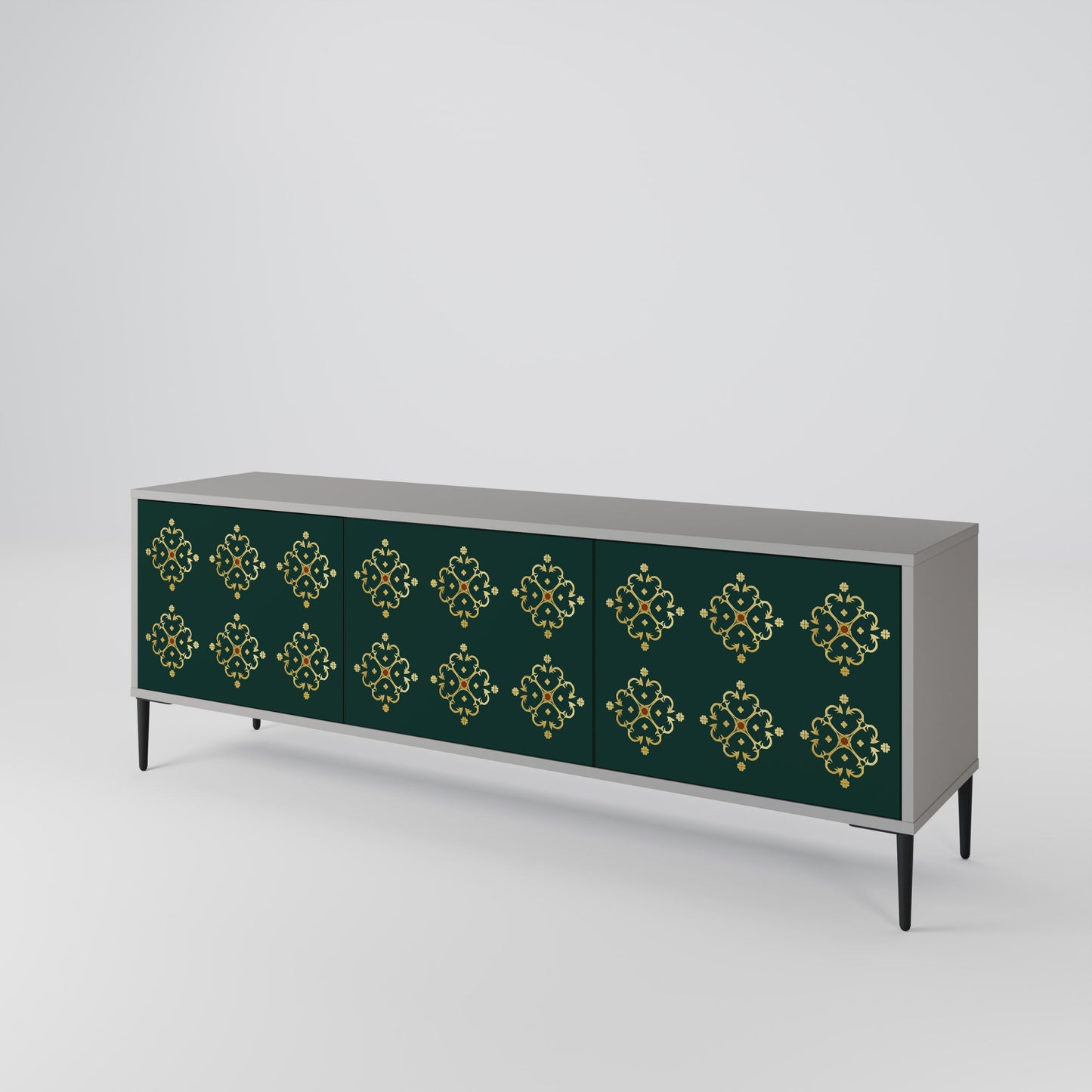 ROYAL MEDALLION 3-Door TV Stand in Grey Finish