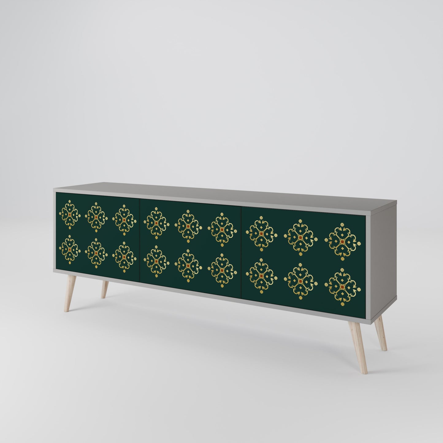 ROYAL MEDALLION 3-Door TV Stand in Grey Finish