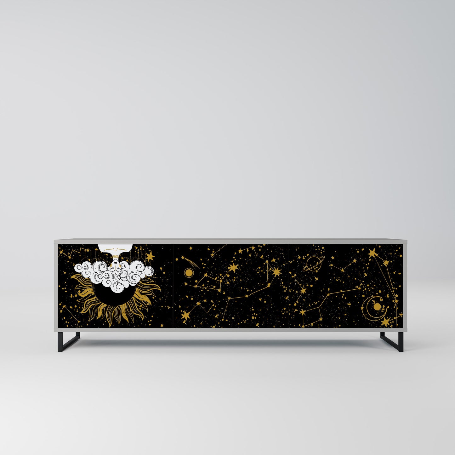 STELLAR CONSTELLATIONS 3-Door TV Stand in Grey Finish