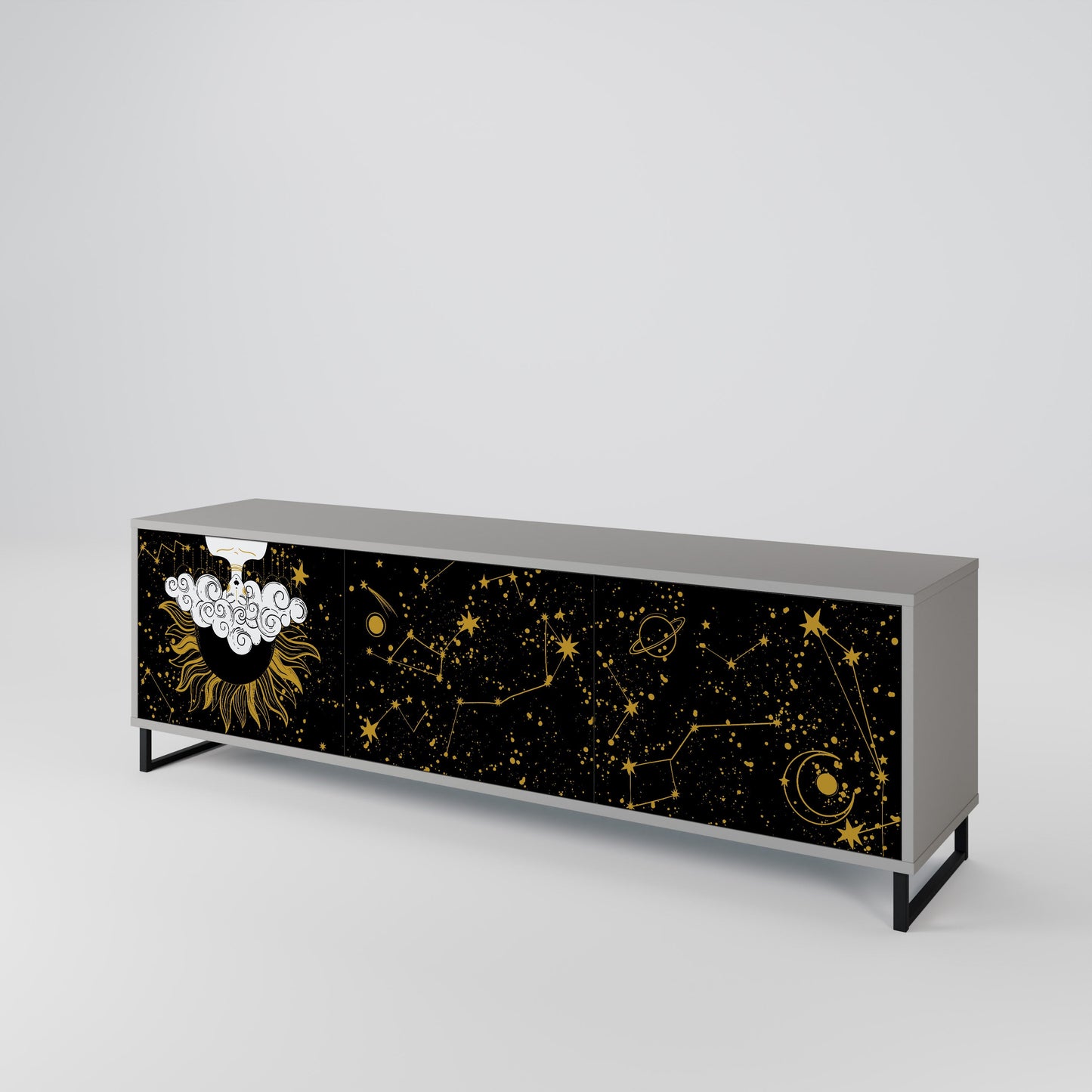 STELLAR CONSTELLATIONS 3-Door TV Stand in Grey Finish