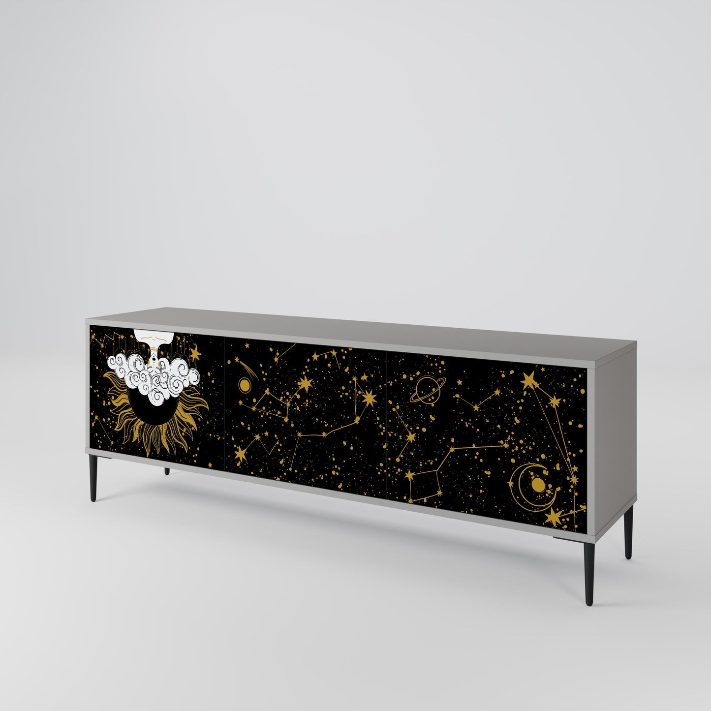 STELLAR CONSTELLATIONS 3-Door TV Stand in Grey Finish