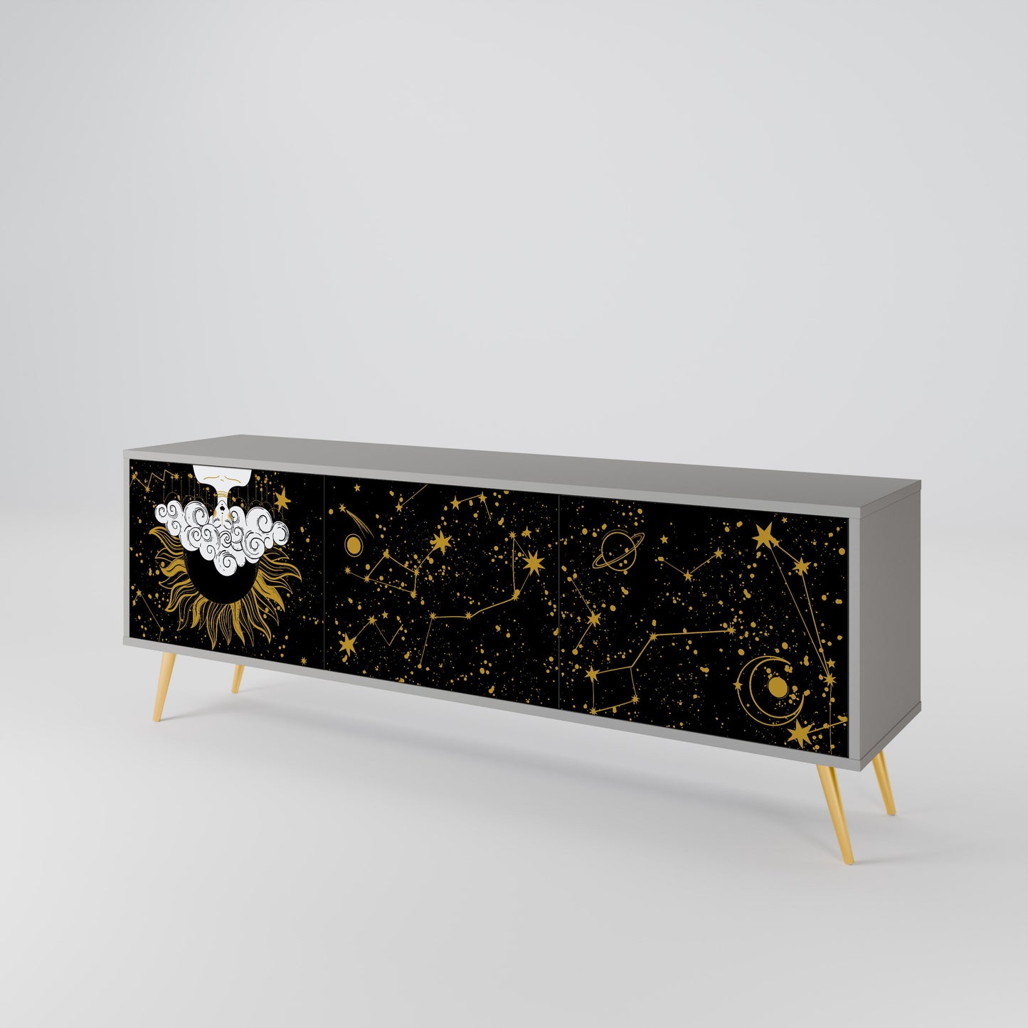 STELLAR CONSTELLATIONS 3-Door TV Stand in Grey Finish