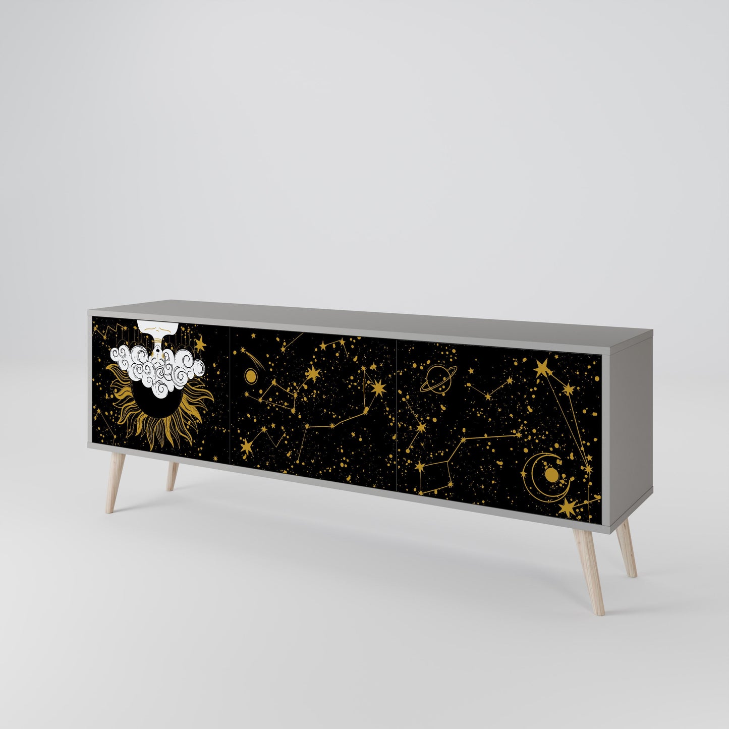 STELLAR CONSTELLATIONS 3-Door TV Stand in Grey Finish