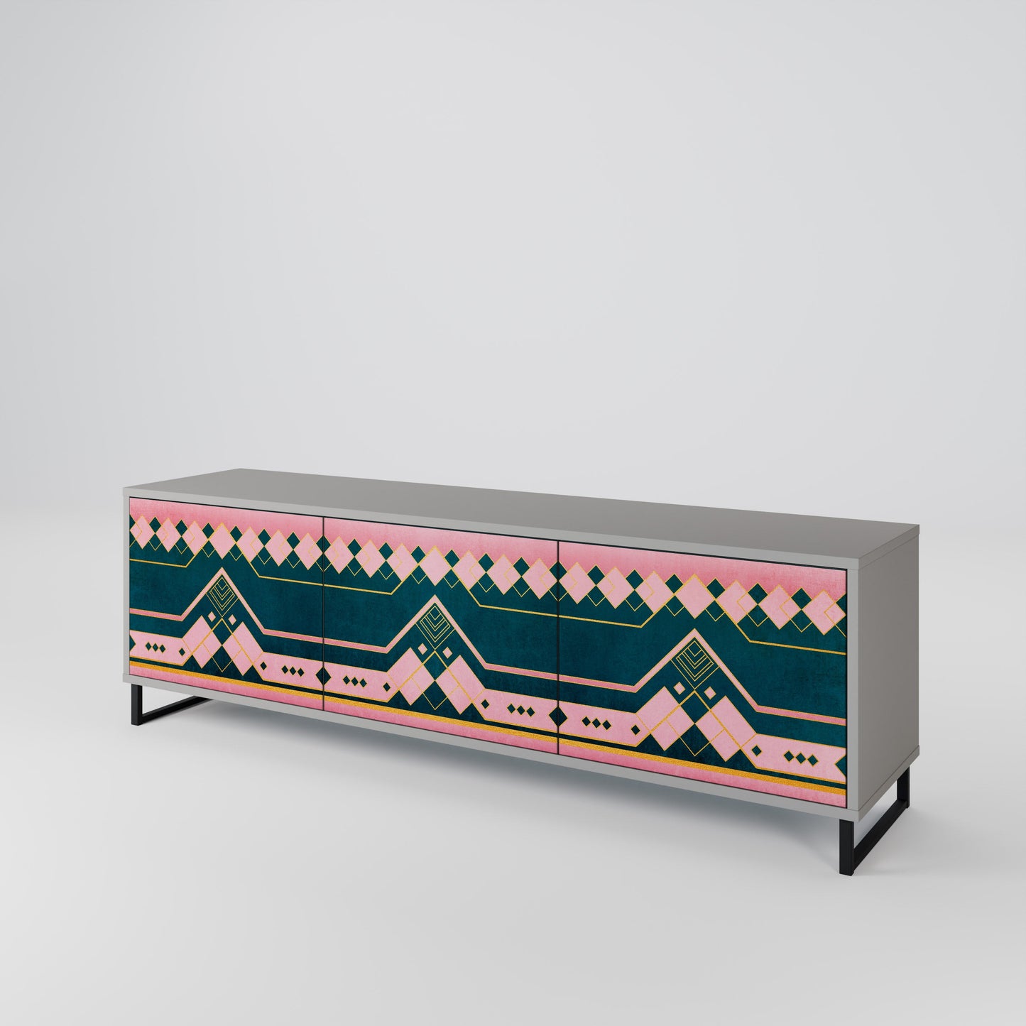 ROYAL COMPOSITION 3-Door TV Stand in Grey Finish