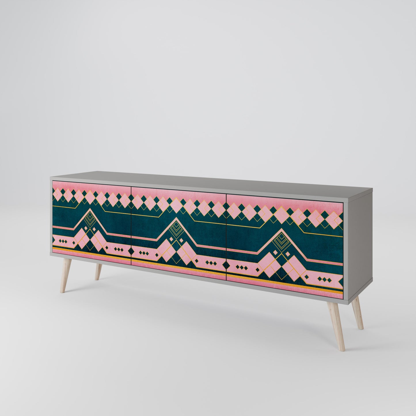 ROYAL COMPOSITION 3-Door TV Stand in Grey Finish