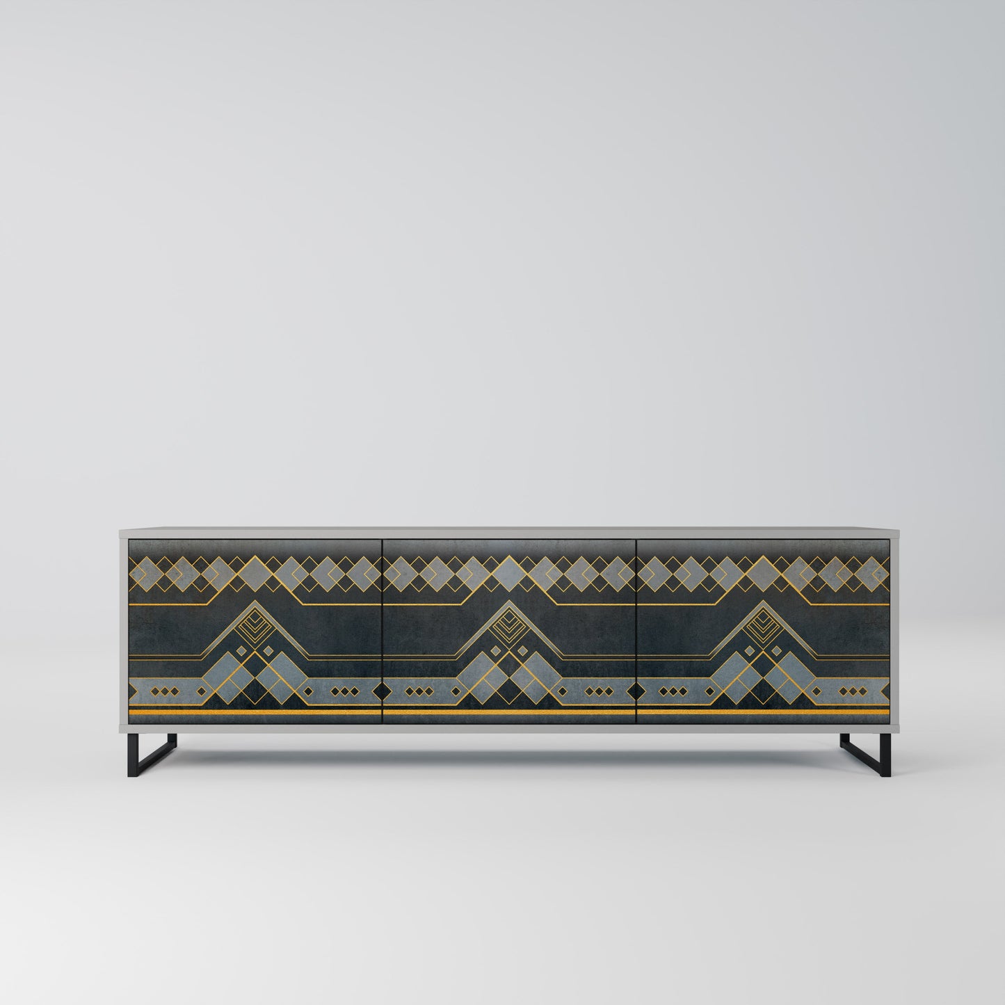 ROYAL ORDINARINESS 3-Door TV Stand in Grey Finish