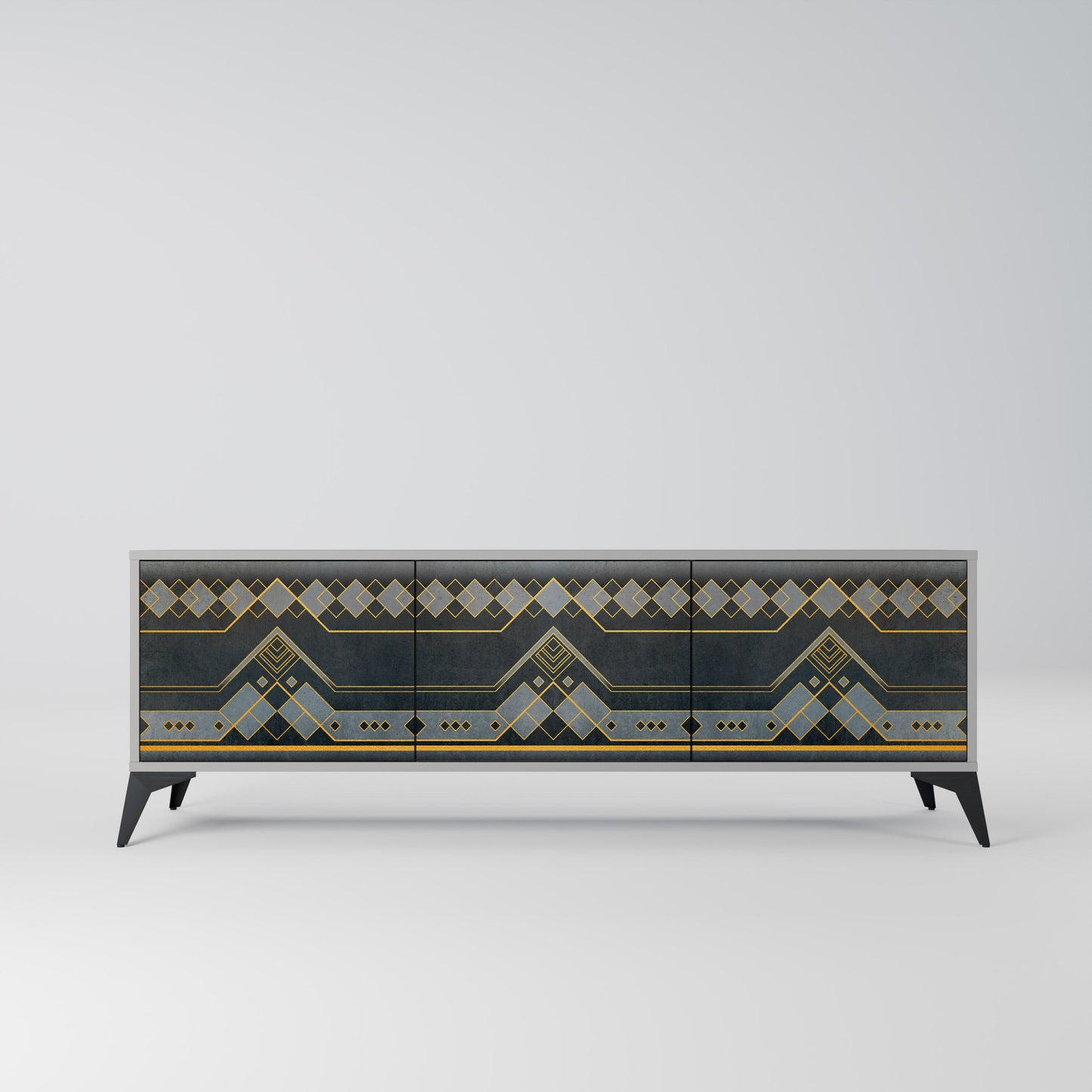 ROYAL ORDINARINESS 3-Door TV Stand in Grey Finish