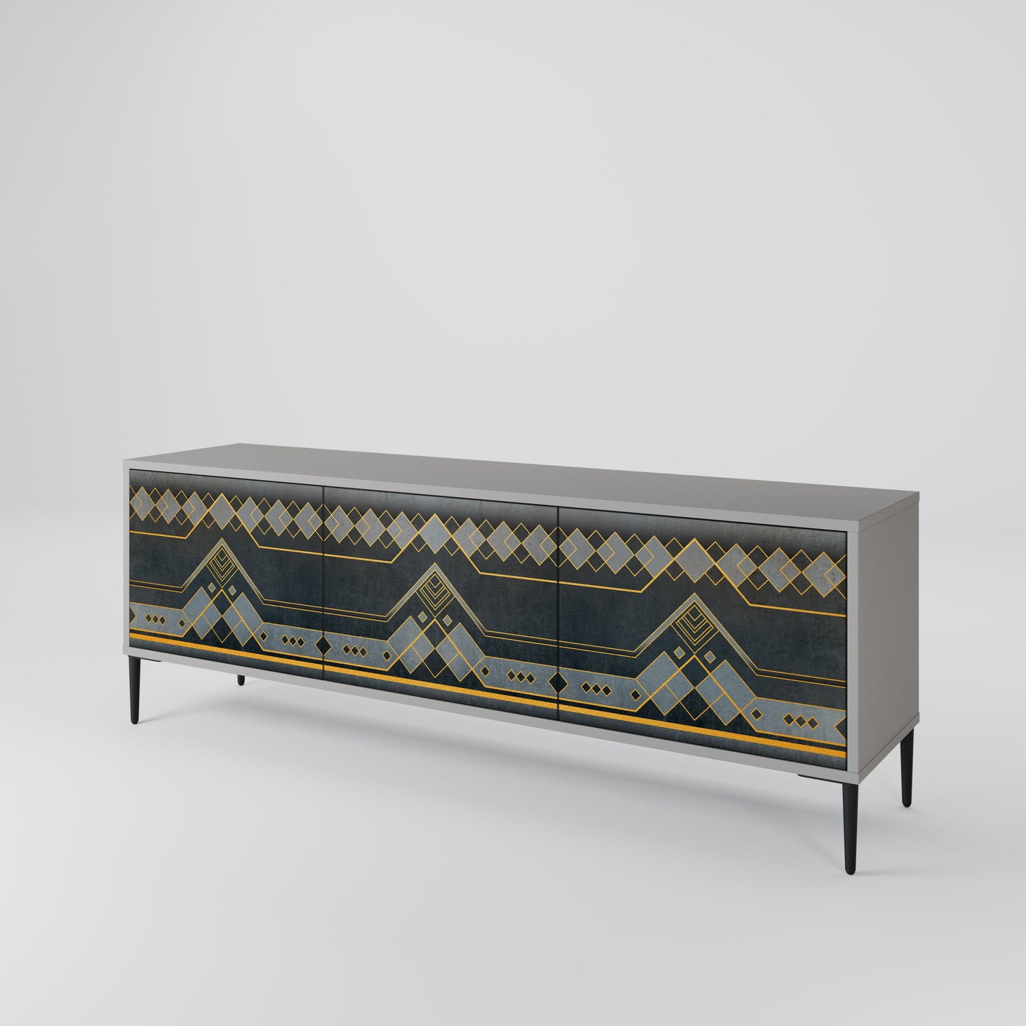ROYAL ORDINARINESS 3-Door TV Stand in Grey Finish