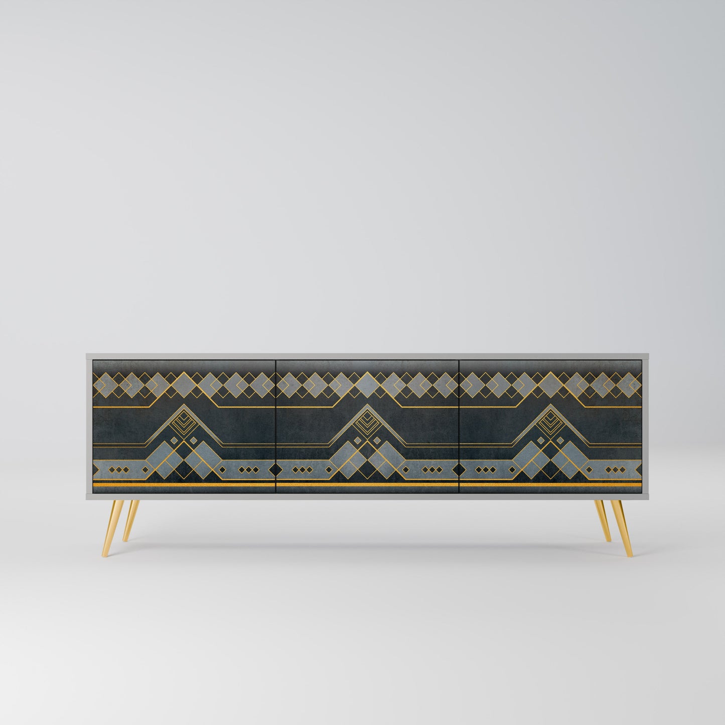 ROYAL ORDINARINESS 3-Door TV Stand in Grey Finish