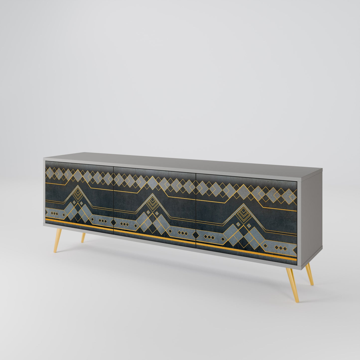 ROYAL ORDINARINESS 3-Door TV Stand in Grey Finish