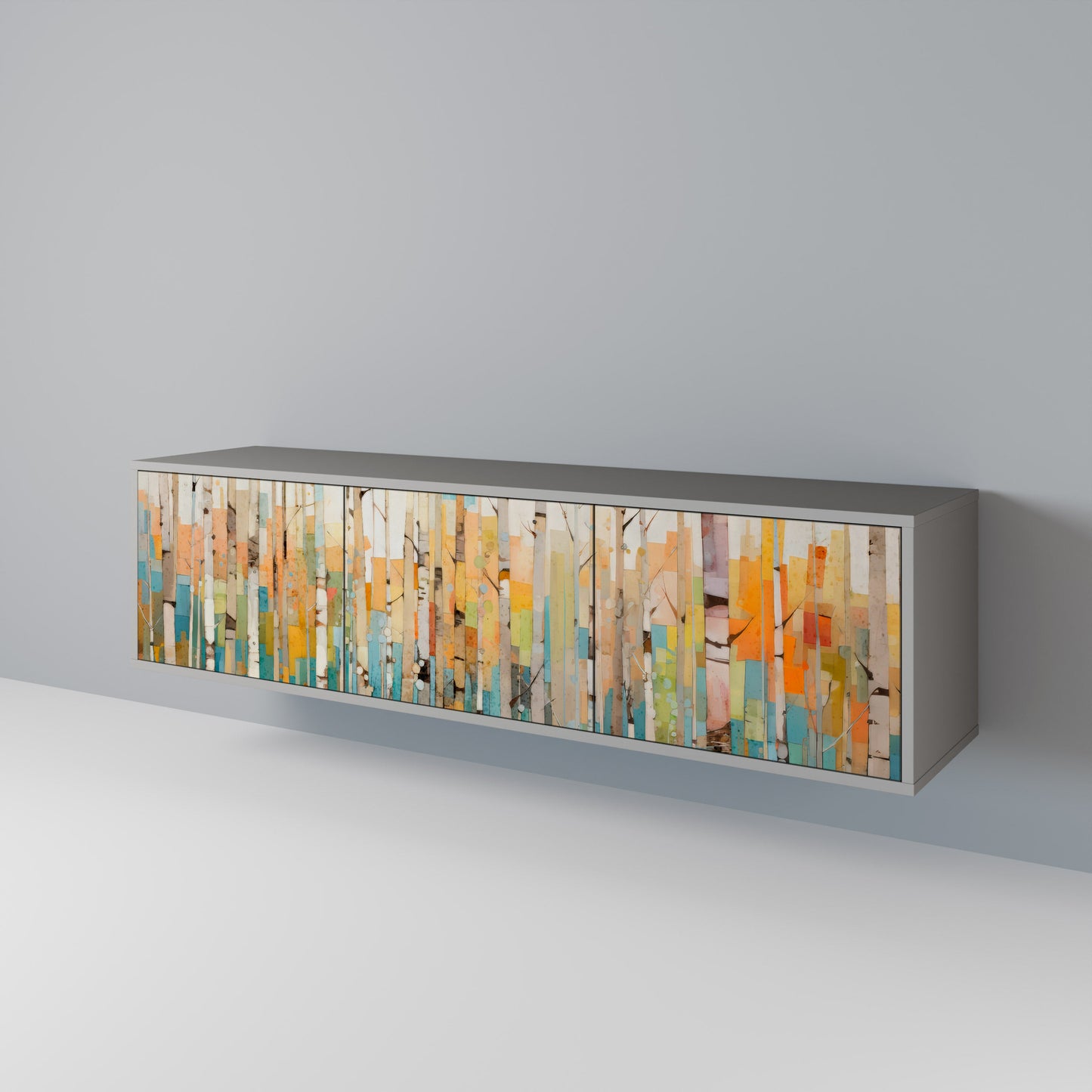 BIRCH KALEIDOSCOPE 3-Door TV Stand in Grey Finish