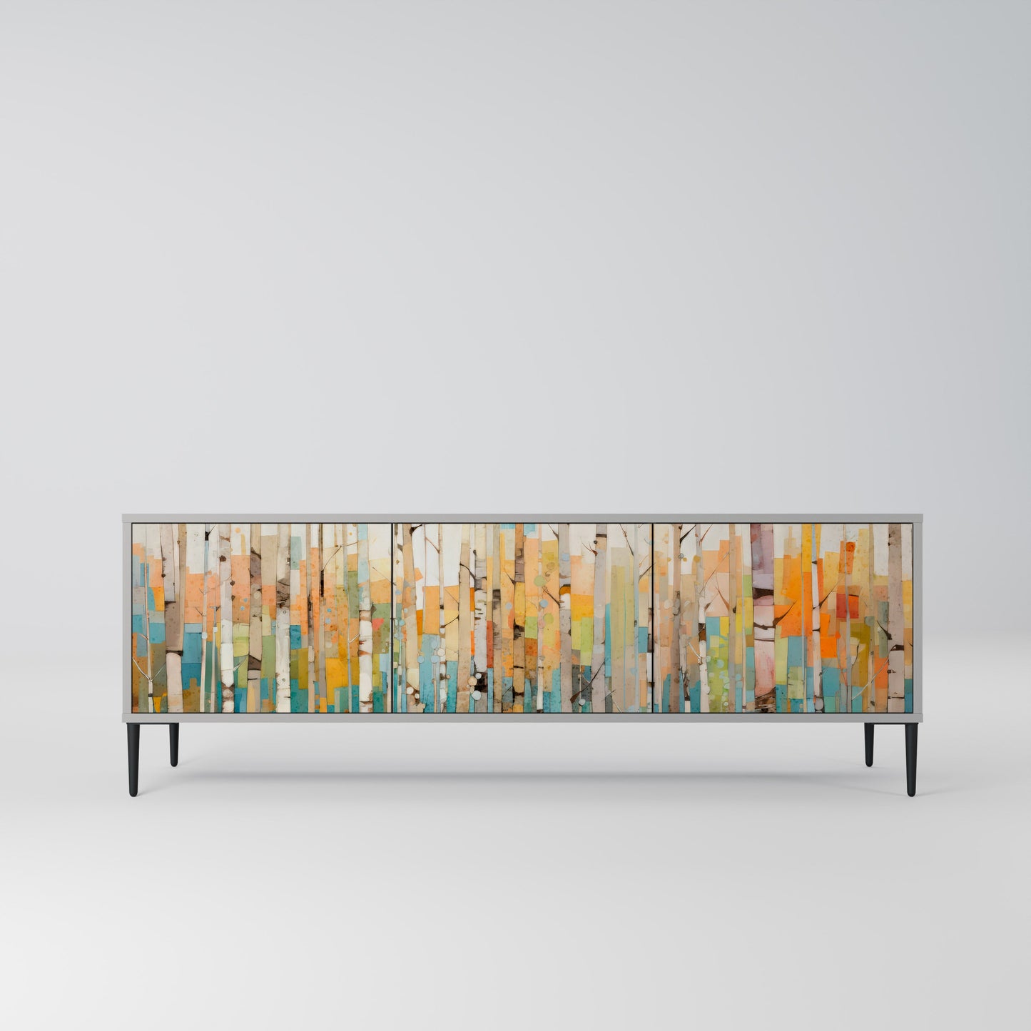 BIRCH KALEIDOSCOPE 3-Door TV Stand in Grey Finish