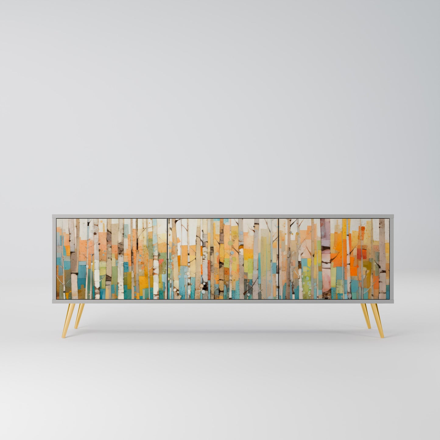 BIRCH KALEIDOSCOPE 3-Door TV Stand in Grey Finish