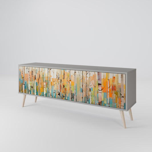 Mobile TV BIRCH KALEIDOSCOPE a 3 ante in finitura grigia