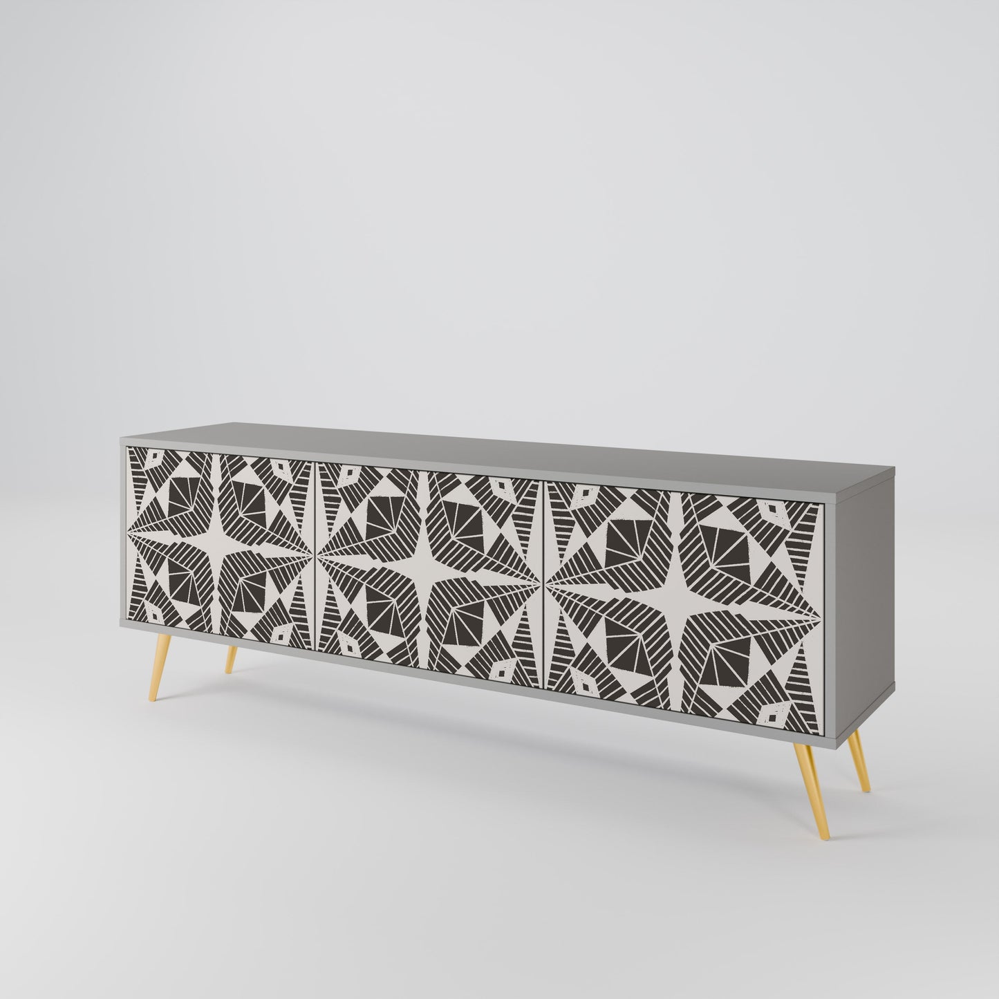 MONOCHROME NEXUS 3-Door TV Stand in Grey Finish