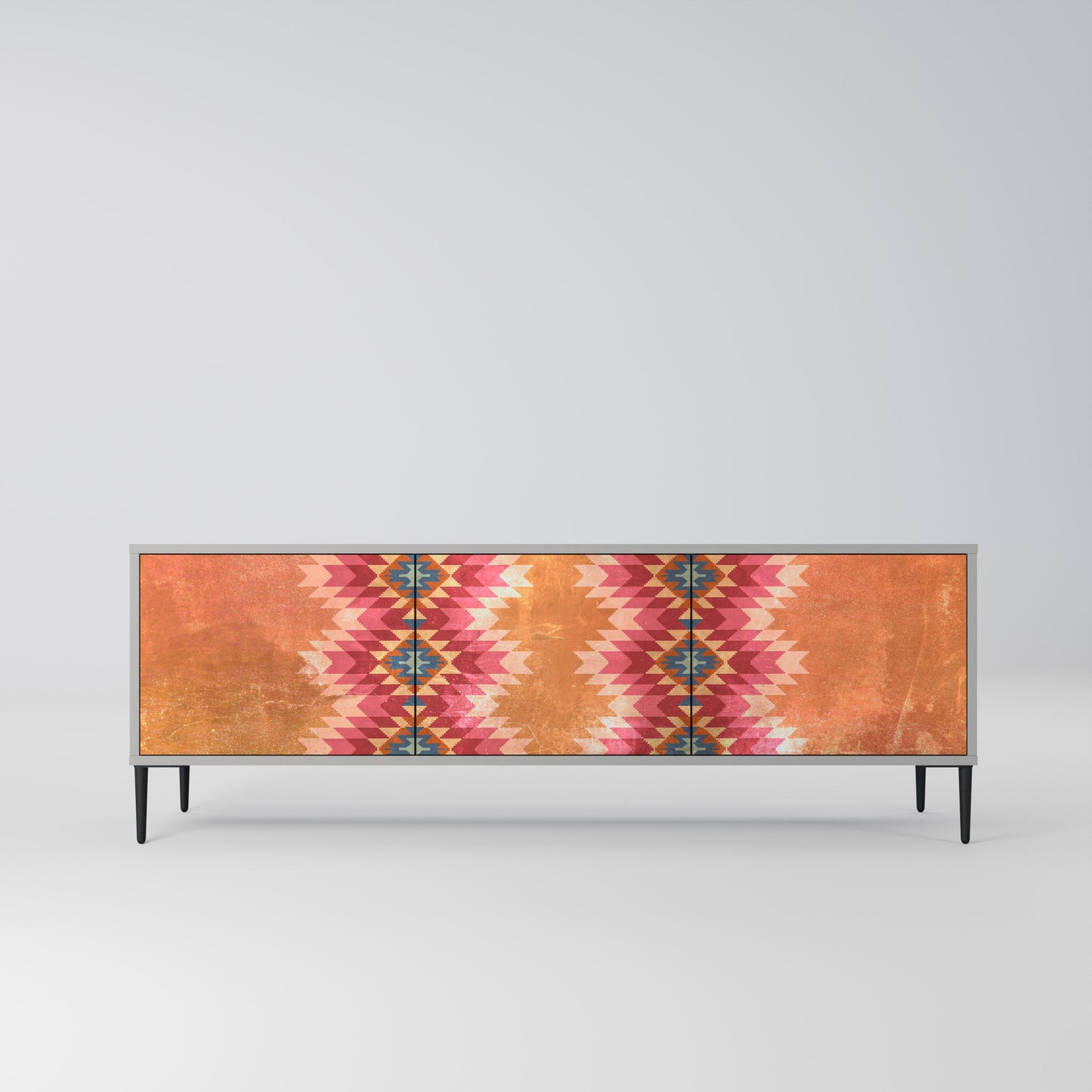 INDIAN FOLK 3-Door TV Stand in Grey Finish