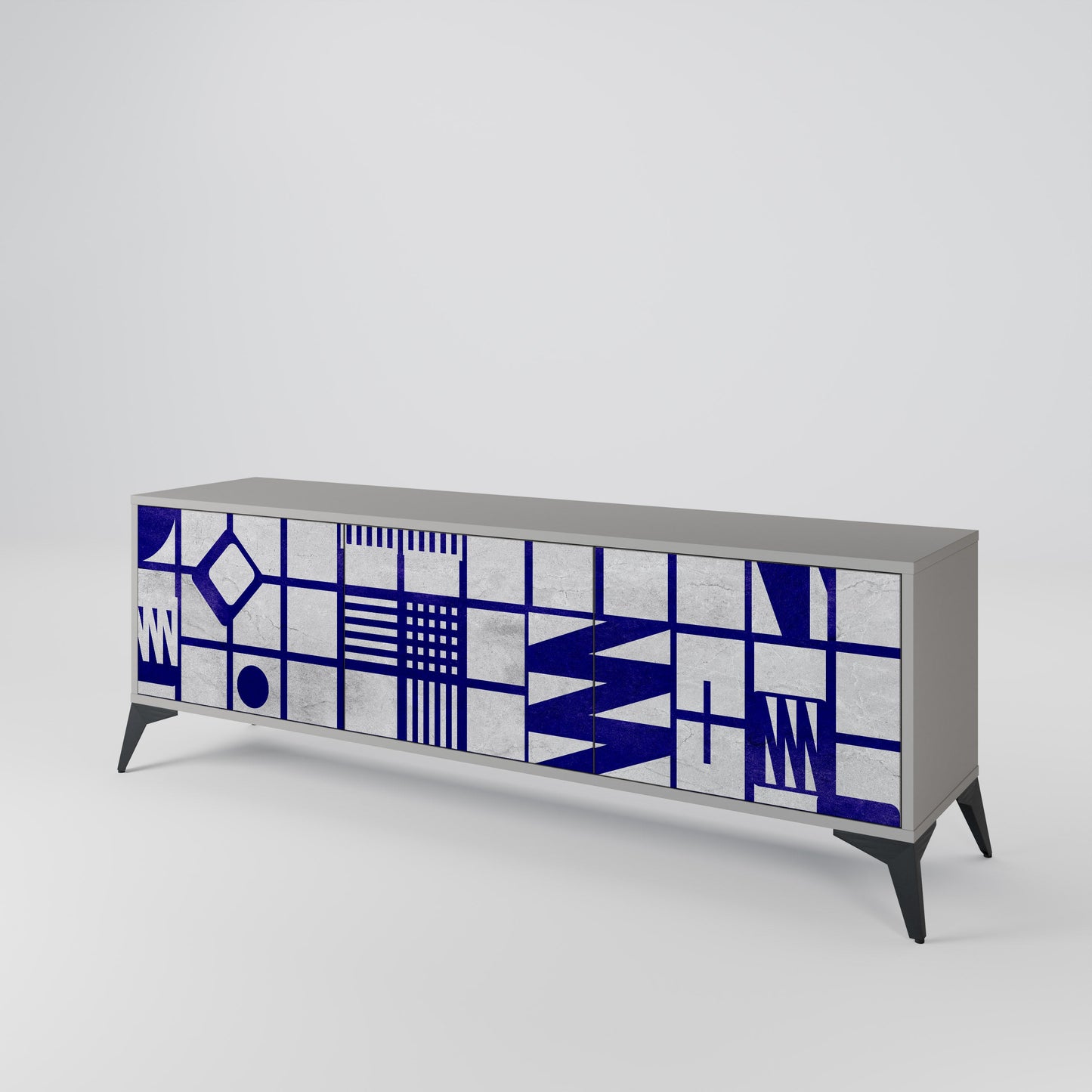 THE RIGHT PLACES 3-Door TV Stand in Grey Finish