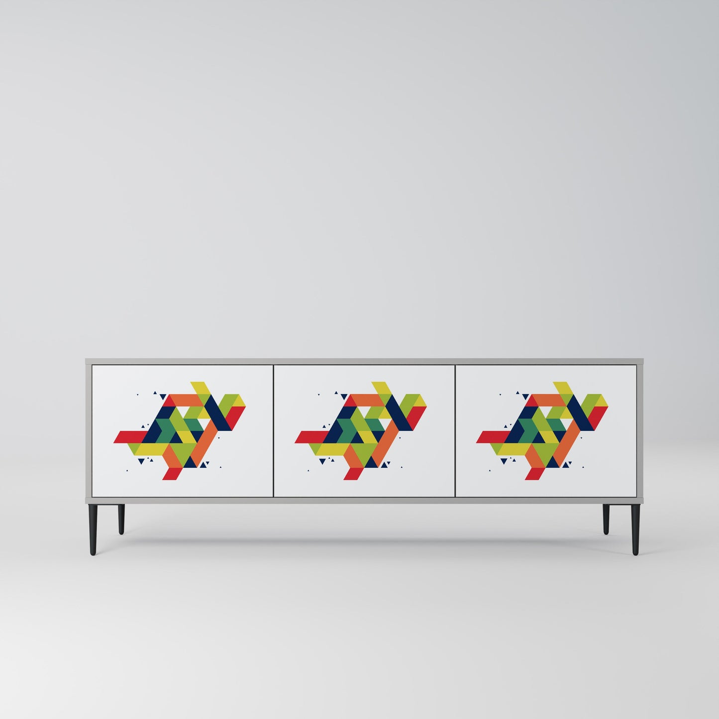 FUTURE SIGN 3-Door TV Stand in Grey Finish