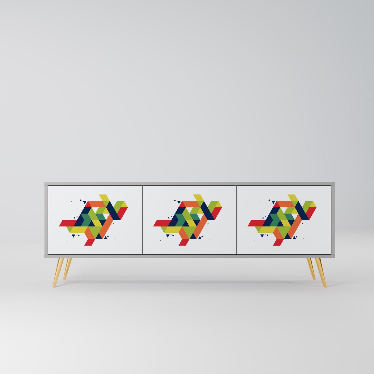 FUTURE SIGN 3-Door TV Stand in Grey Finish