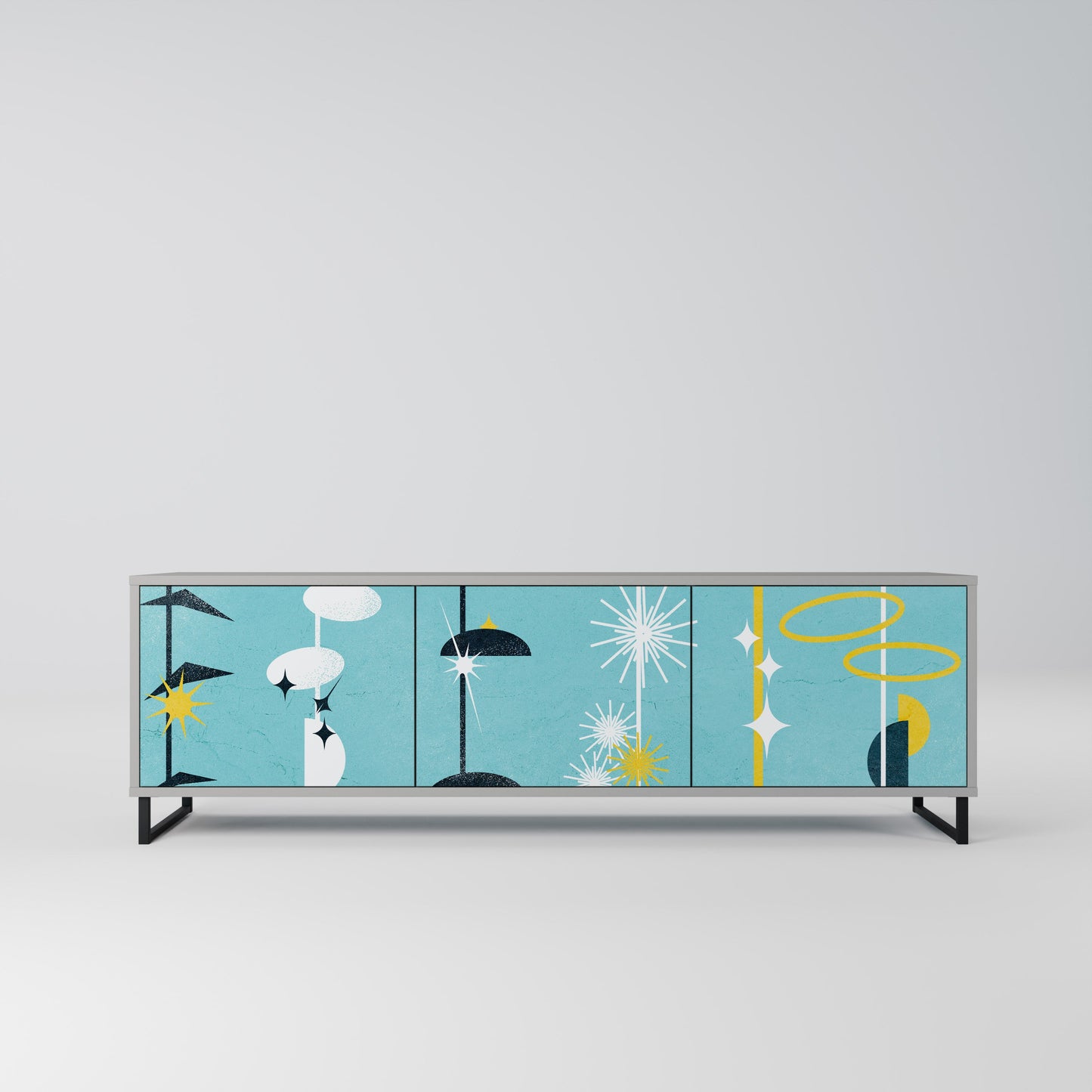 PATHS TO HAPPINESS 3-Door TV Stand in Grey Finish