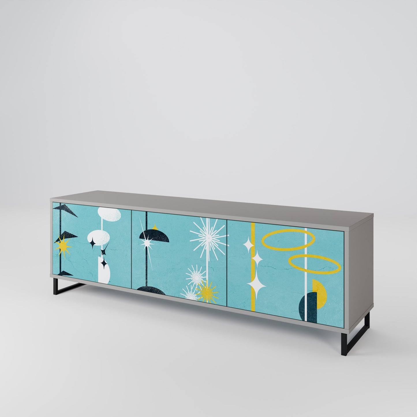 PATHS TO HAPPINESS 3-Door TV Stand in Grey Finish