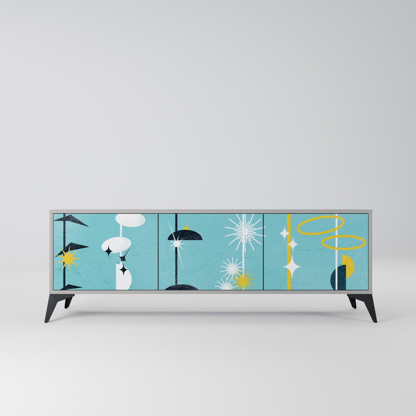PATHS TO HAPPINESS 3-Door TV Stand in Grey Finish