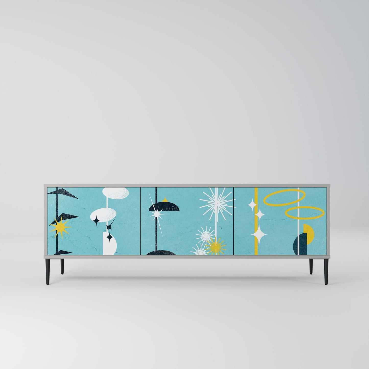 PATHS TO HAPPINESS 3-Door TV Stand in Grey Finish