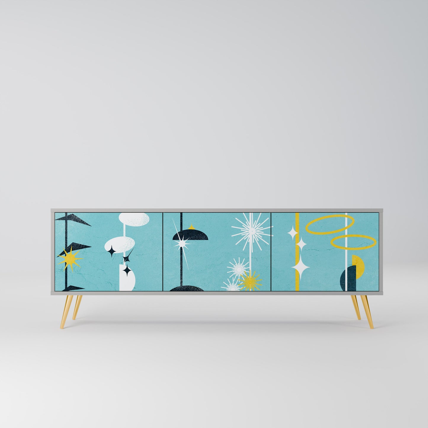PATHS TO HAPPINESS 3-Door TV Stand in Grey Finish