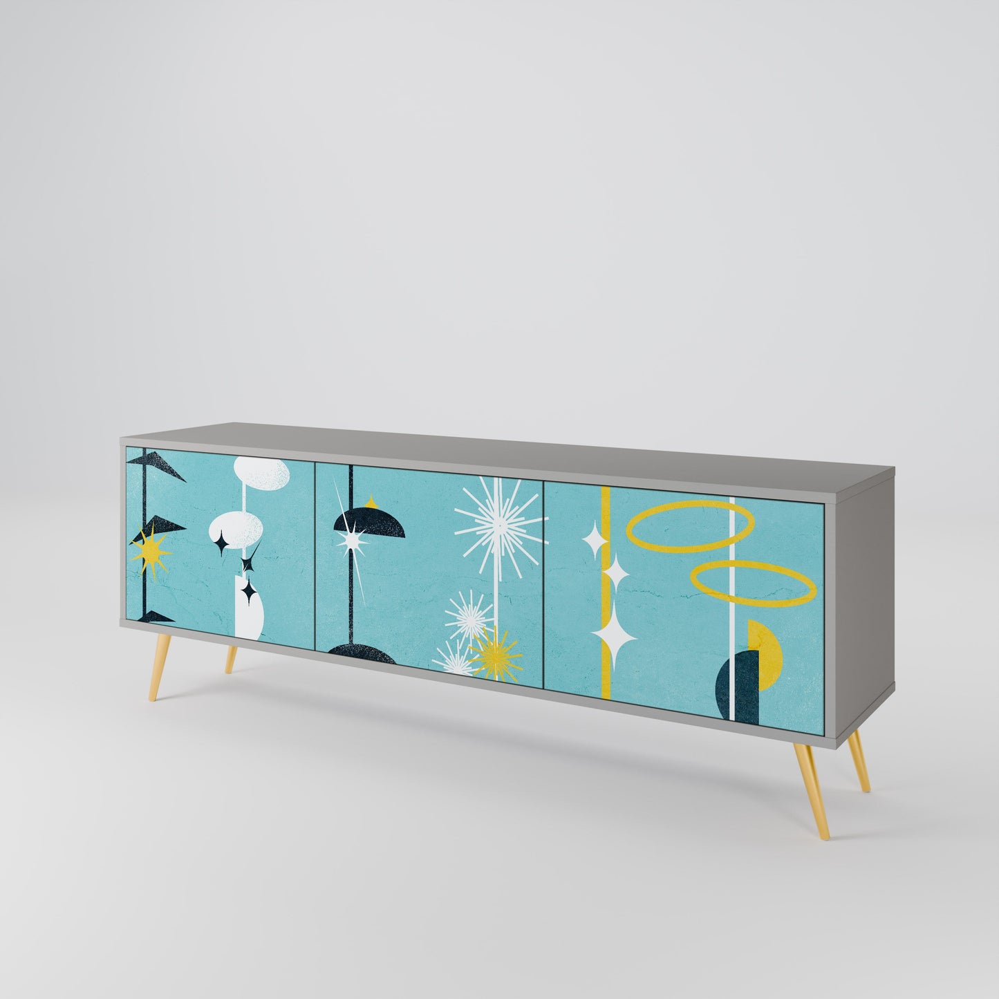 PATHS TO HAPPINESS 3-Door TV Stand in Grey Finish