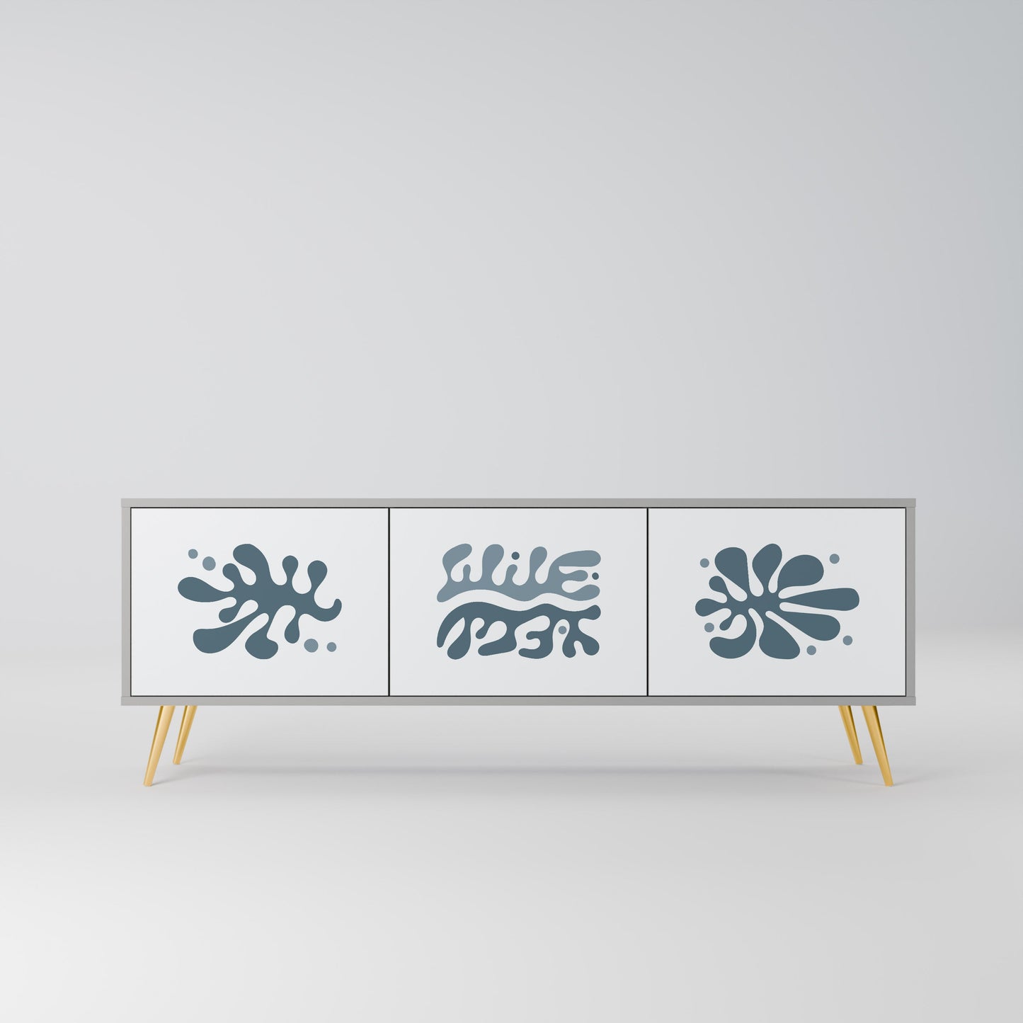 WONDERLAND VEGETATION 3-Door TV Stand in Grey Finish