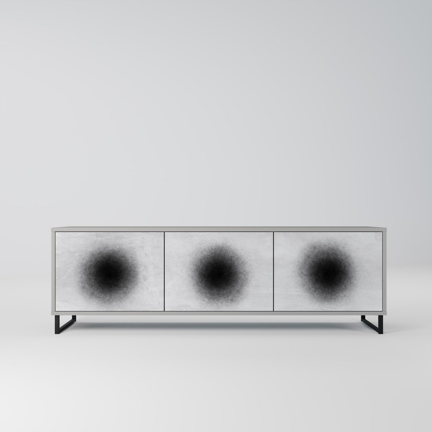 BLACK HOLE 3-Door TV Stand in Grey Finish