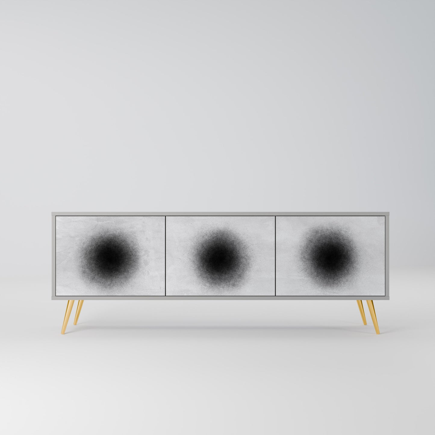 BLACK HOLE 3-Door TV Stand in Grey Finish