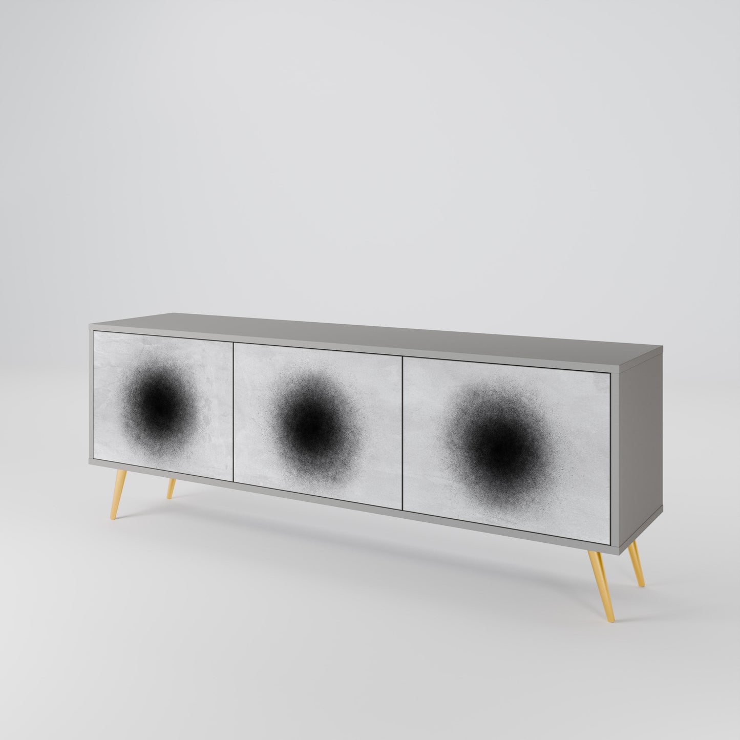 BLACK HOLE 3-Door TV Stand in Grey Finish
