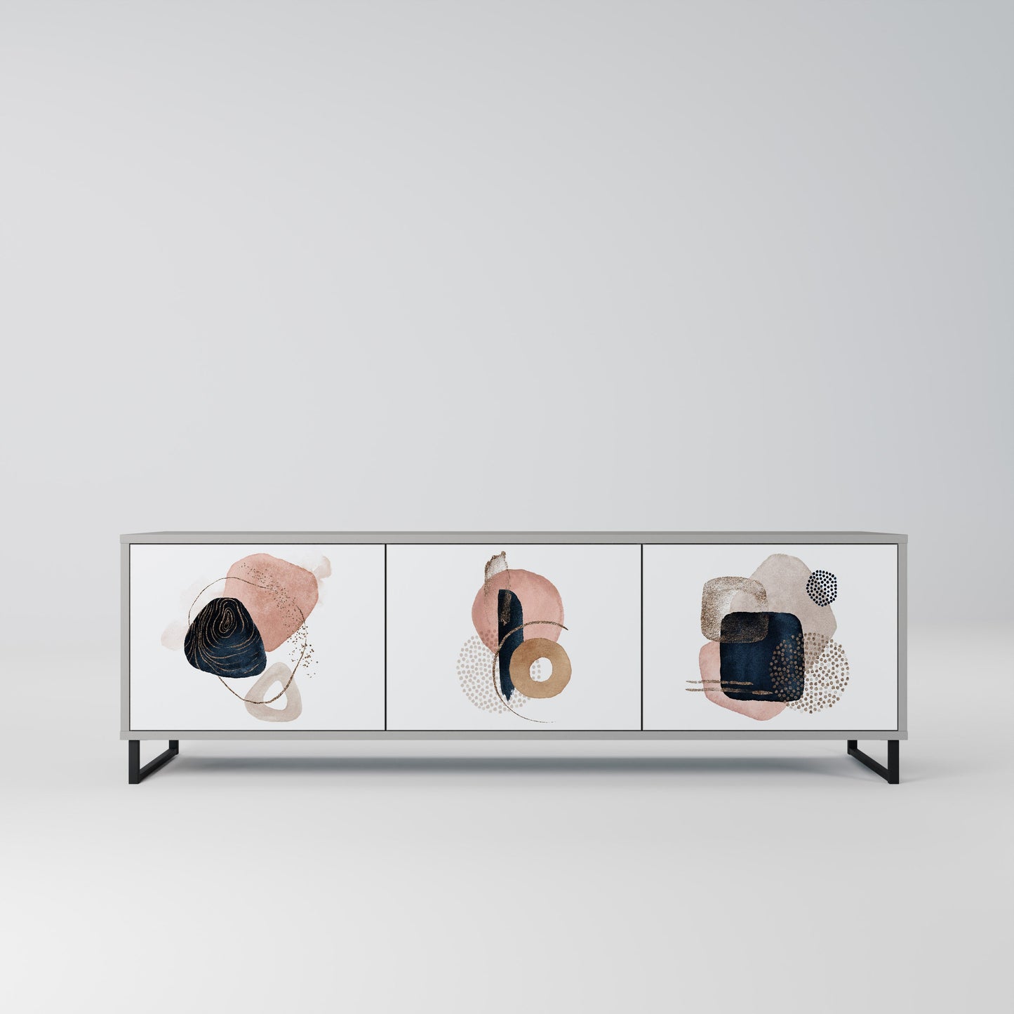 COLORFUL SHAPES 3-Door TV Stand in Grey Finish