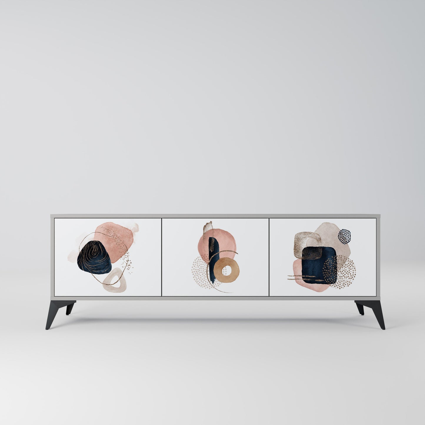 COLORFUL SHAPES 3-Door TV Stand in Grey Finish