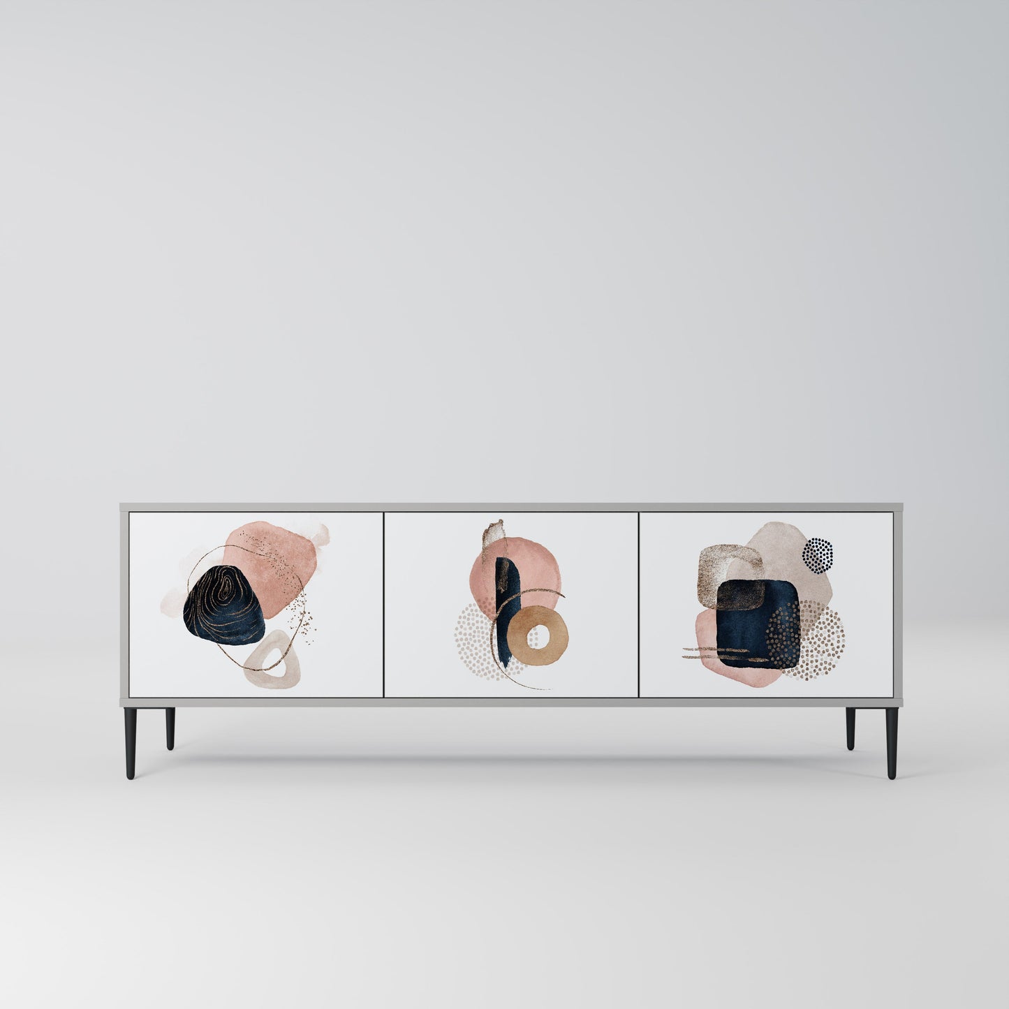 COLORFUL SHAPES 3-Door TV Stand in Grey Finish