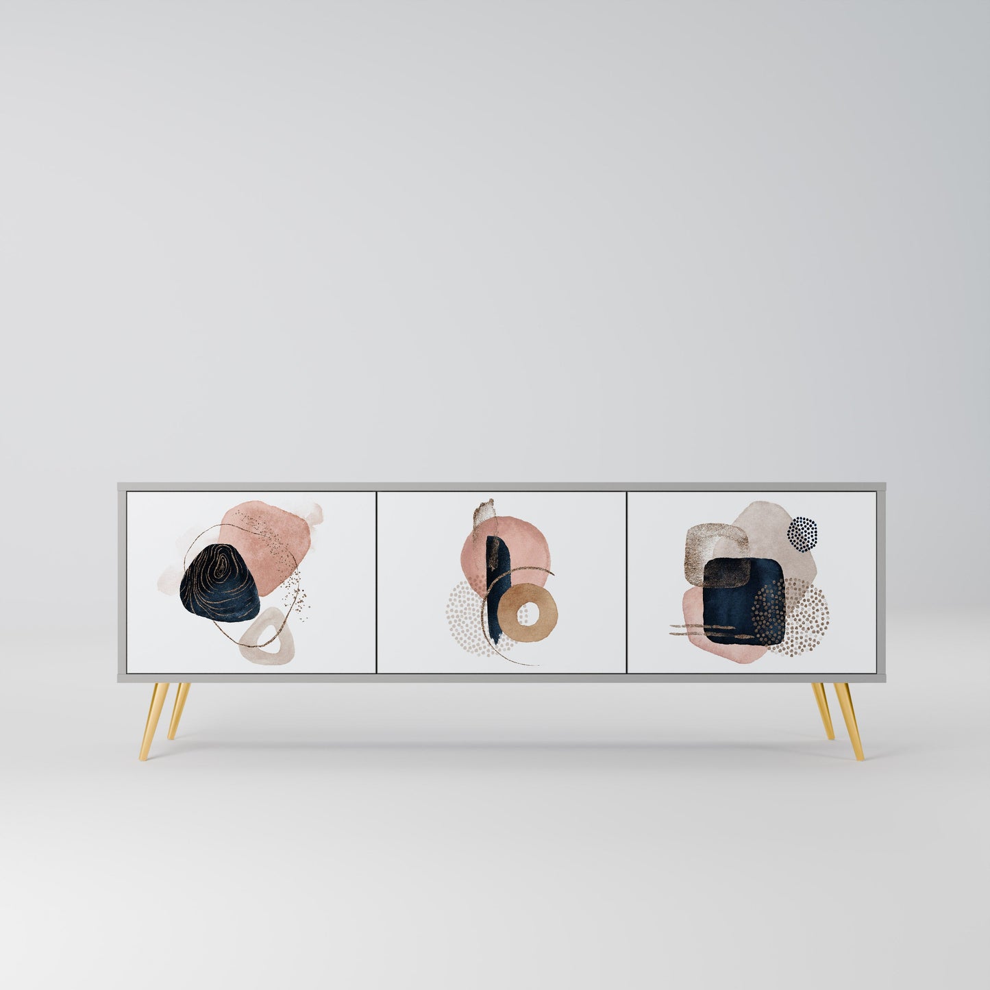 COLORFUL SHAPES 3-Door TV Stand in Grey Finish