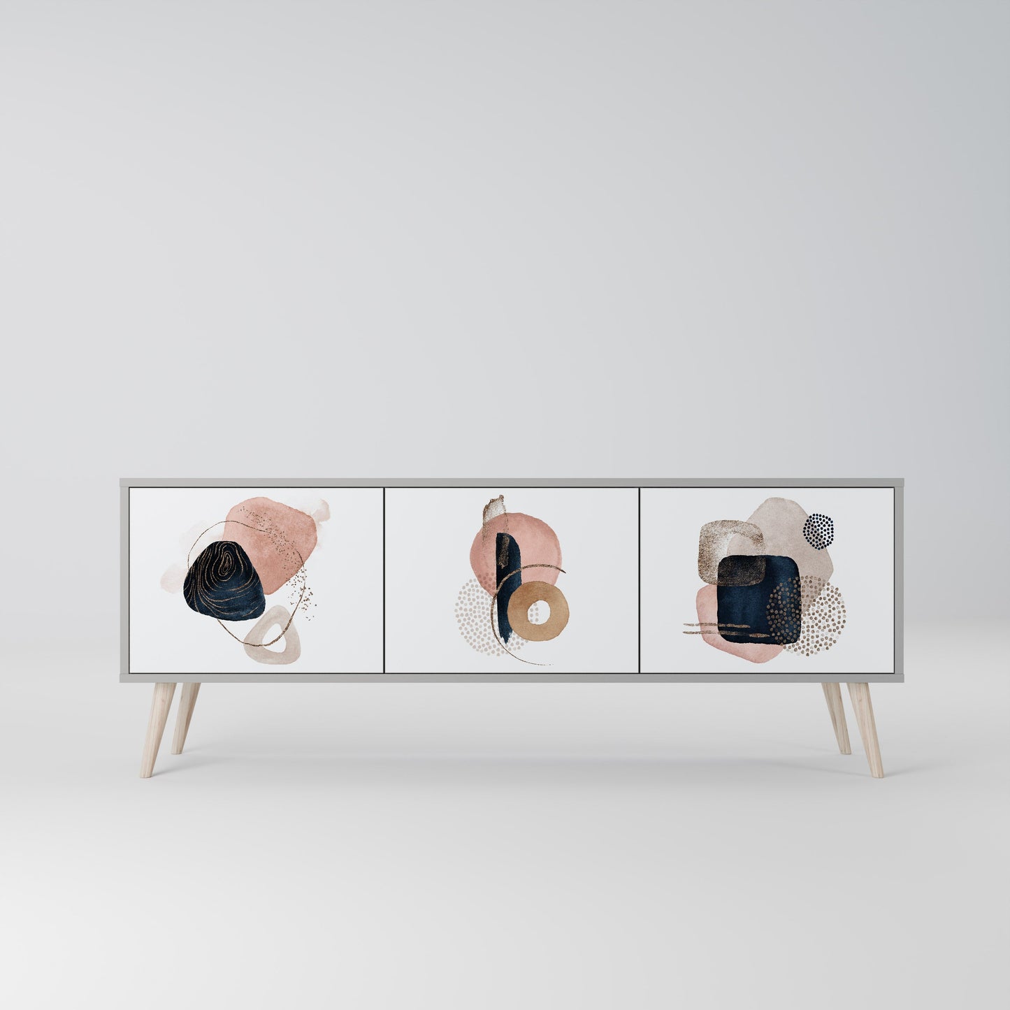 COLORFUL SHAPES 3-Door TV Stand in Grey Finish