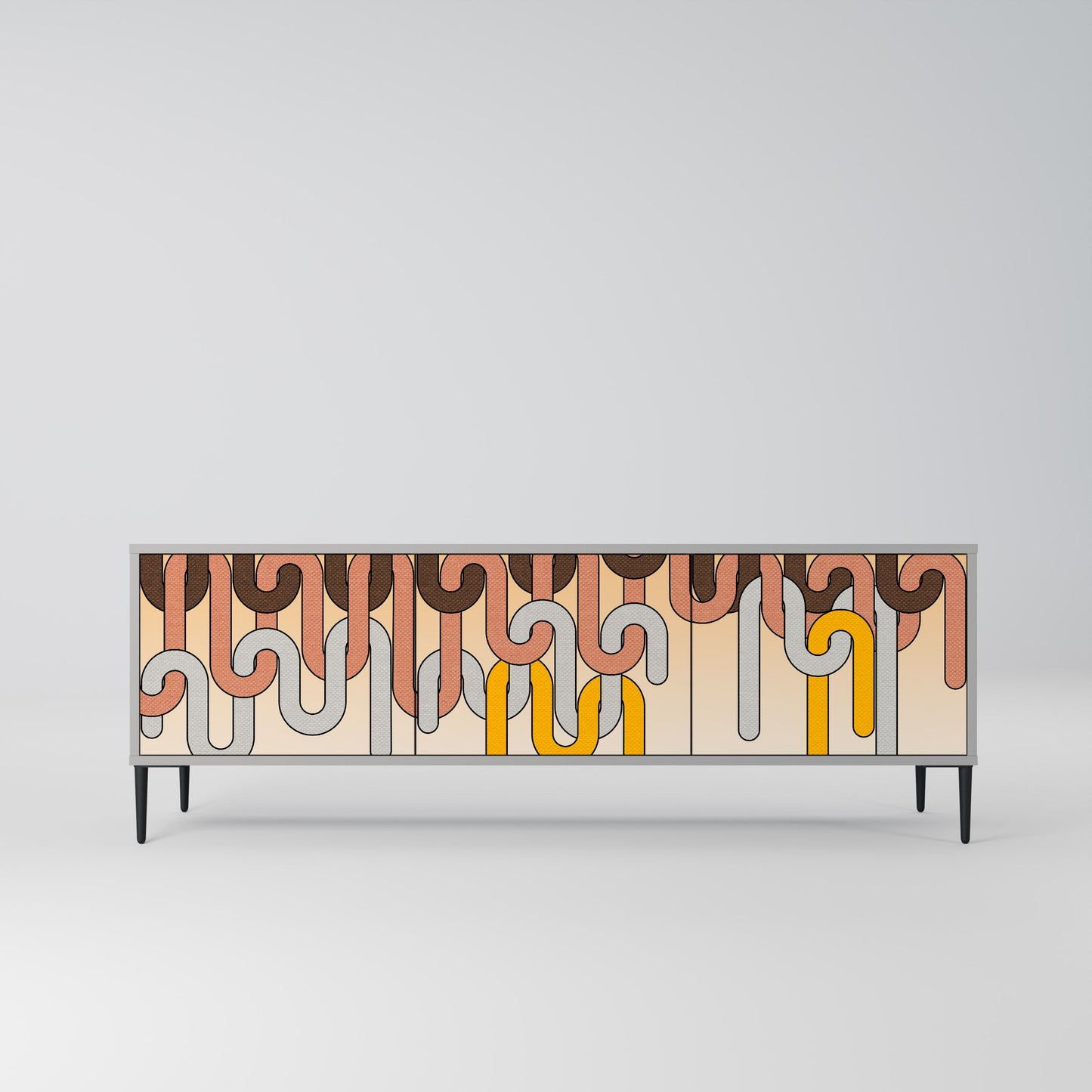 COLORFUL STRINGS 3-Door TV Stand in Grey Finish