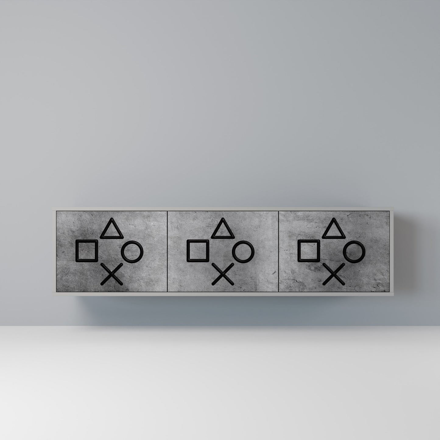 GAMER CHOICE 3-Door TV Stand in Grey Finish
