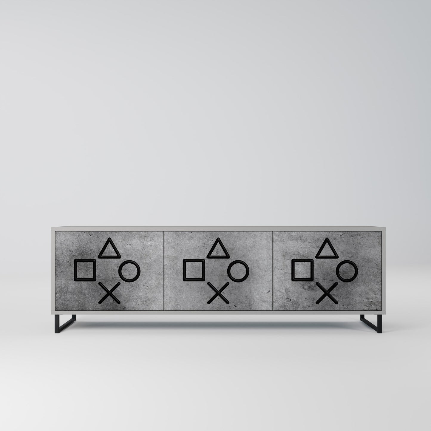 GAMER CHOICE 3-Door TV Stand in Grey Finish