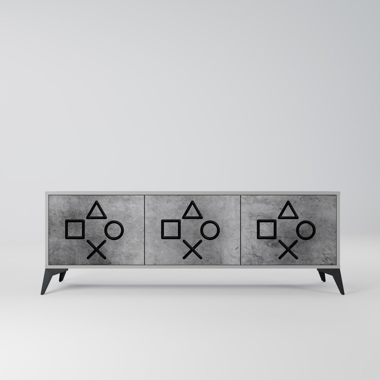 GAMER CHOICE 3-Door TV Stand in Grey Finish