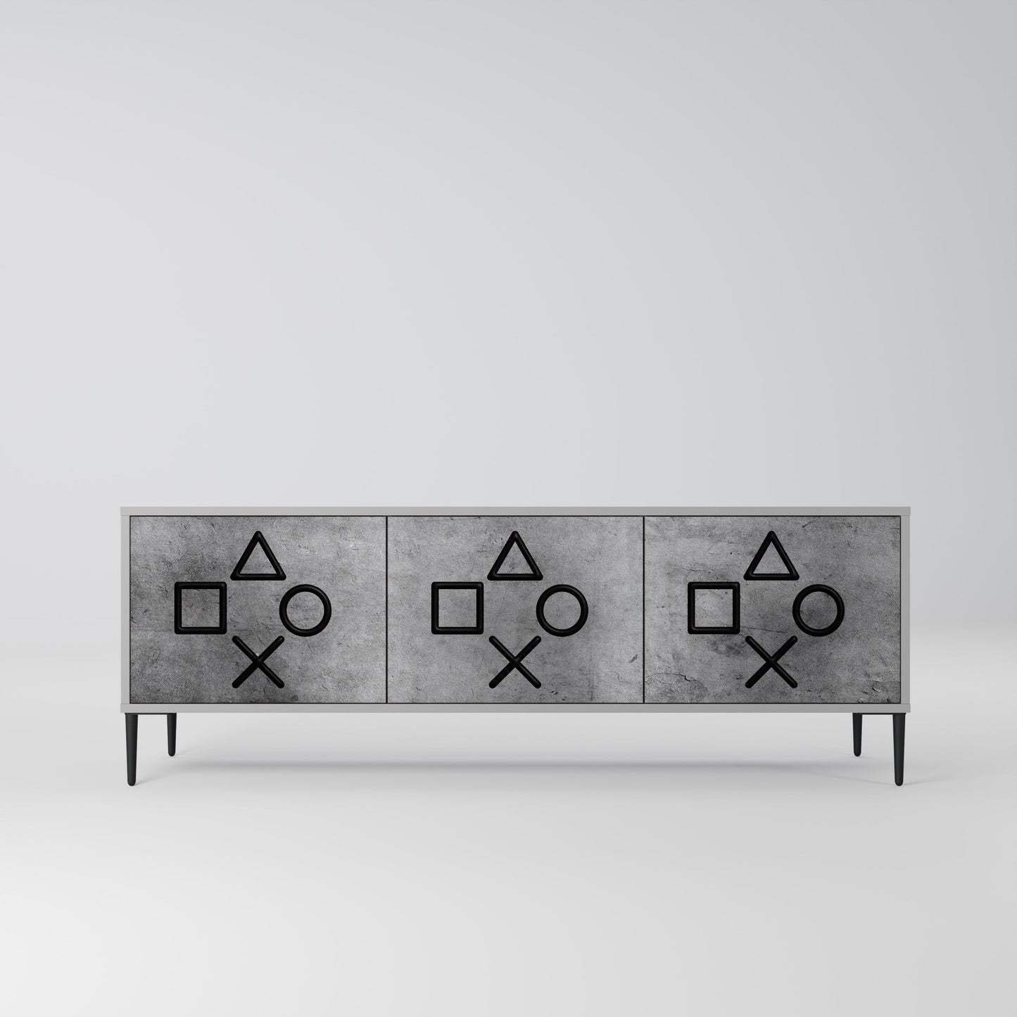 GAMER CHOICE 3-Door TV Stand in Grey Finish