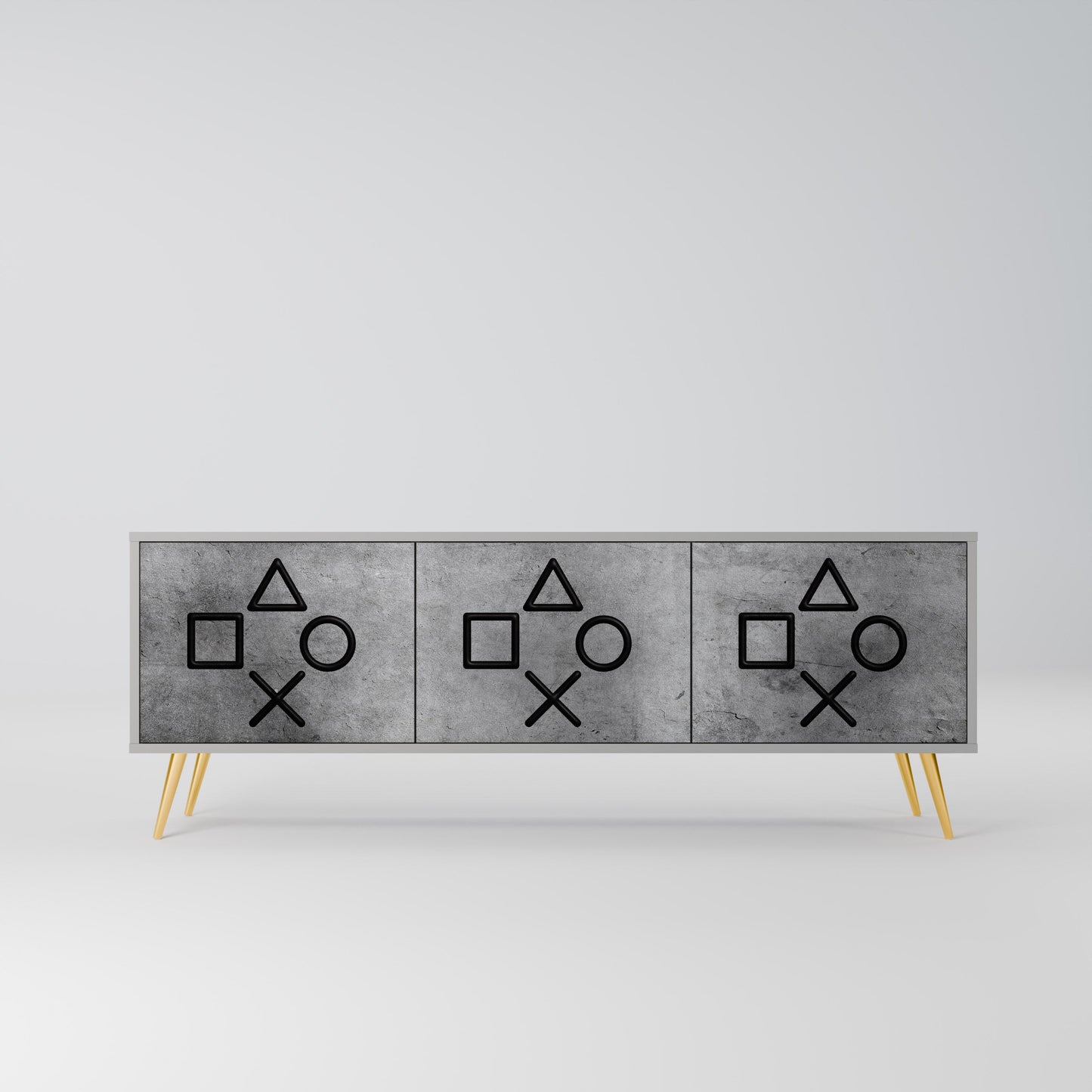 GAMER CHOICE 3-Door TV Stand in Grey Finish
