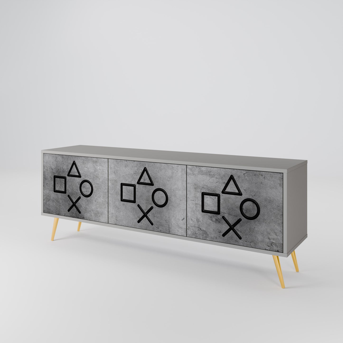 GAMER CHOICE 3-Door TV Stand in Grey Finish