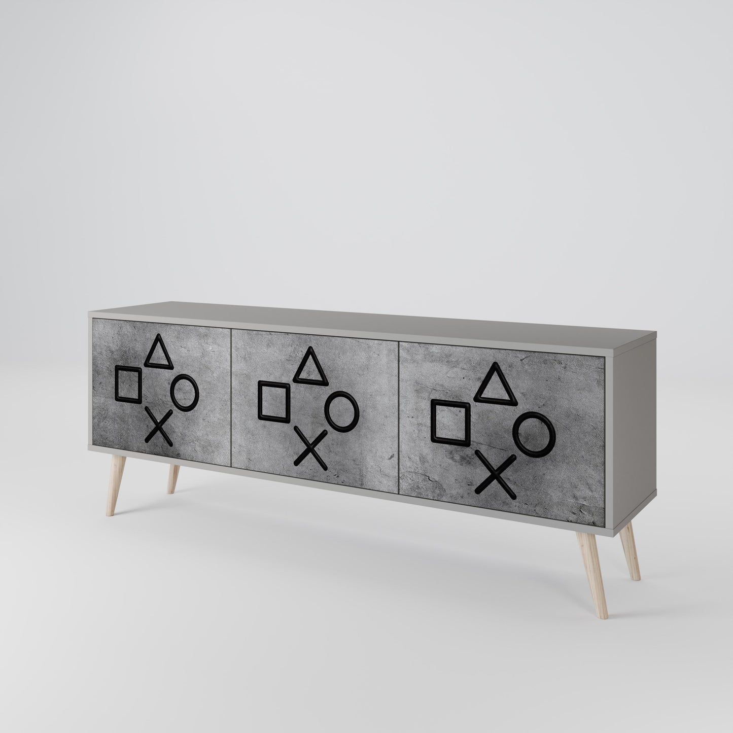 GAMER CHOICE 3-Door TV Stand in Grey Finish