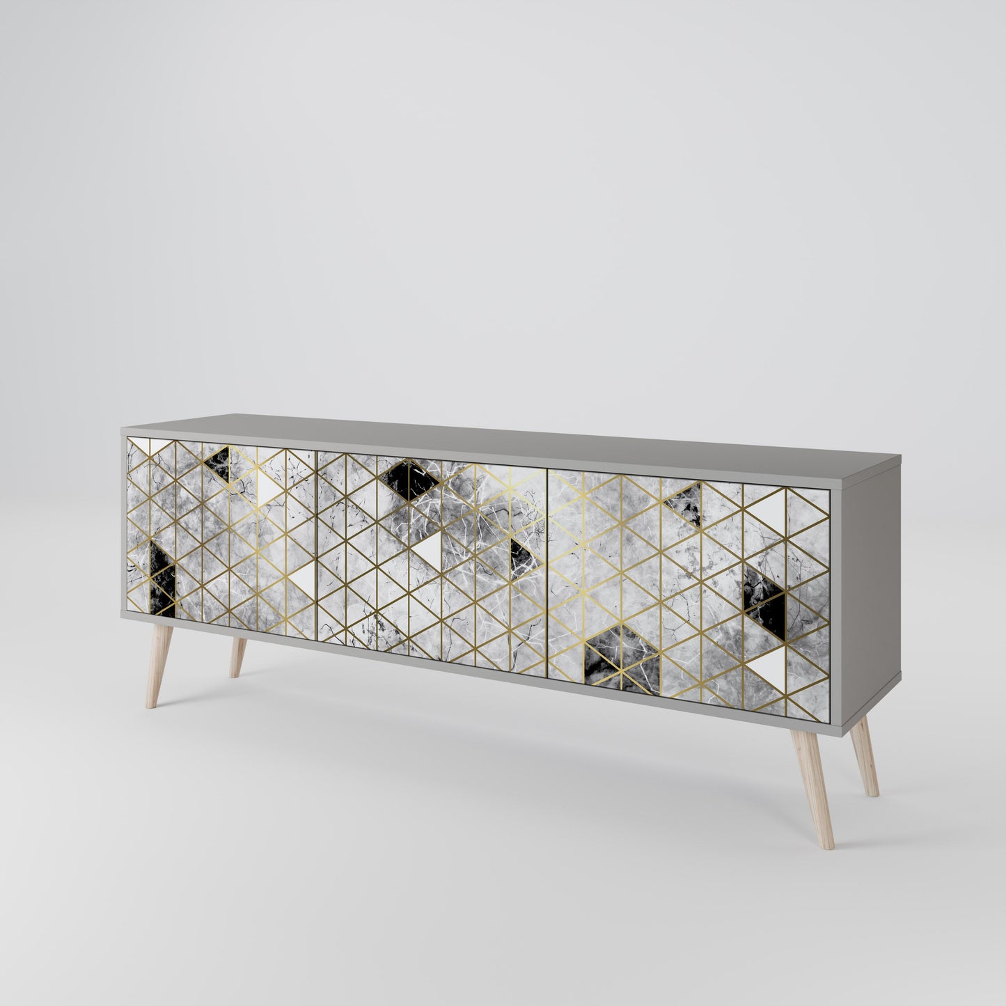 ASHEN ARIA 3-Door TV Stand in Grey Finish