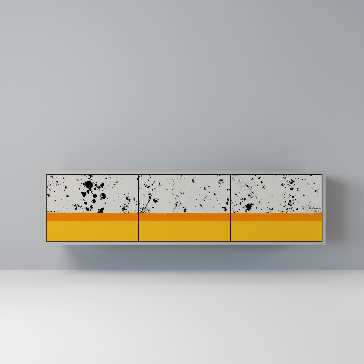 DYED BY ORANGE 3-Door TV Stand in Grey Finish