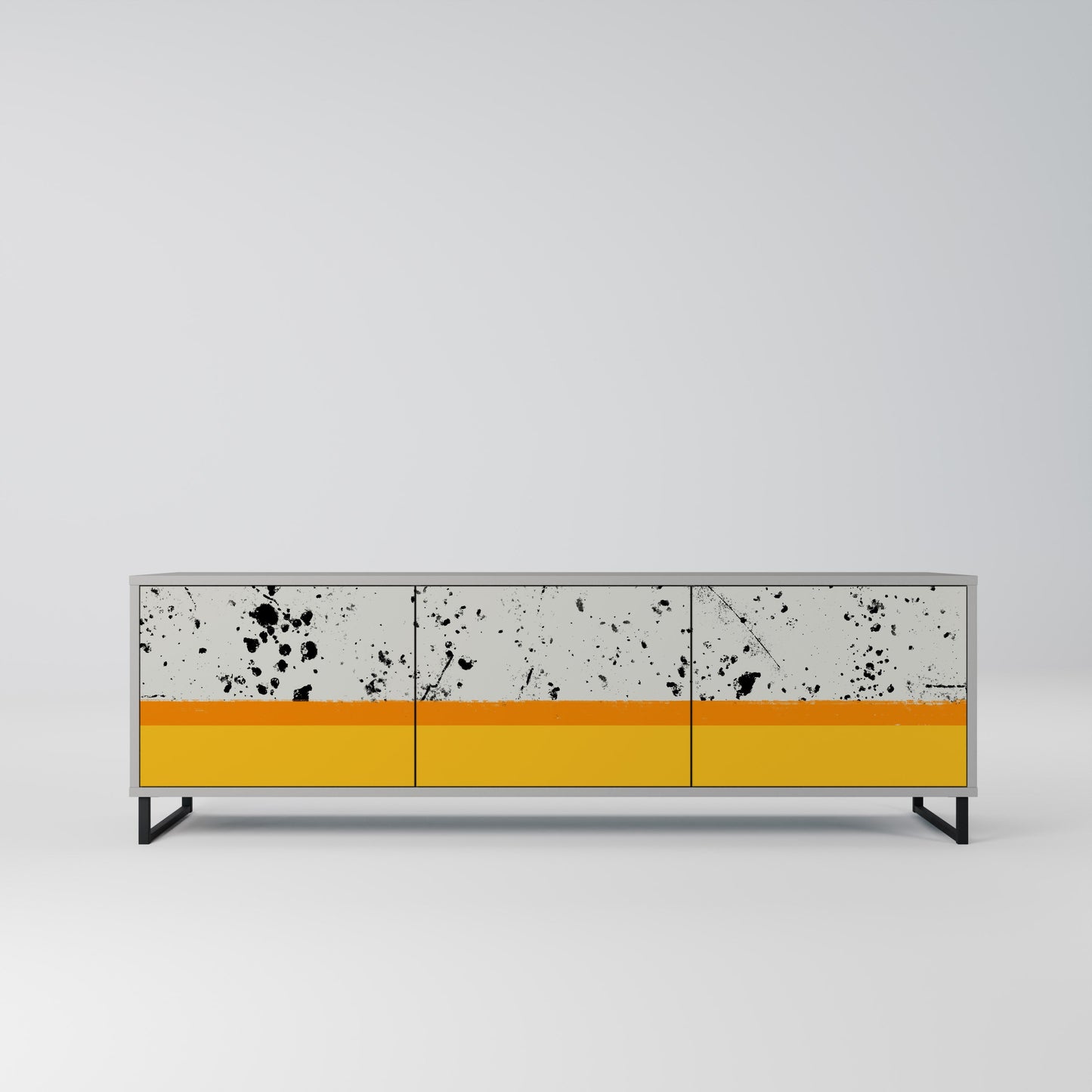 DYED BY ORANGE 3-Door TV Stand in Grey Finish